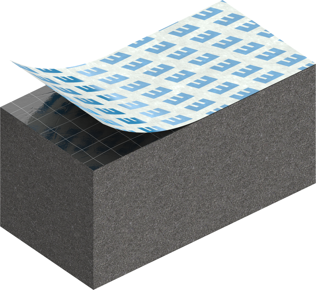 Zellgummi 15 x 15 mm, CR schwarz dehnungsfrei und selbstklebende Montagehilfe