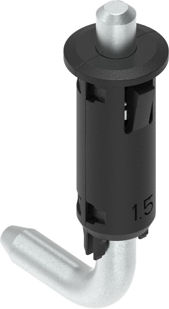 Stiftscharnier für Ts = 1,5 mm, Polyamid und GD-Zn schwarz