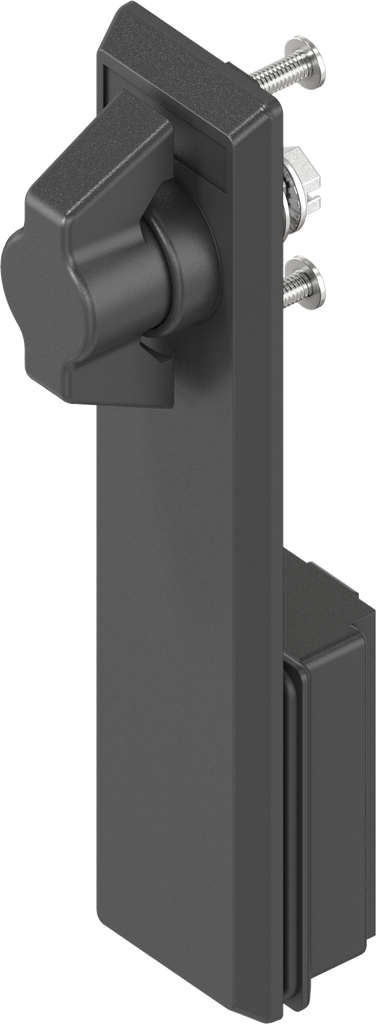 Schlüsselschild mit Knebel ohne Schließung, Polyamid schwarz und GD-Zn schwarz gepulvert