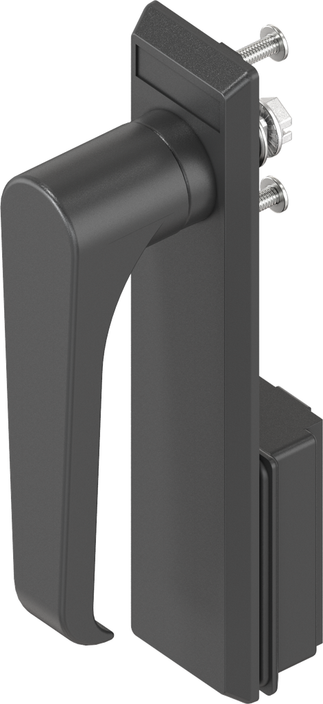 Escutcheon with L-handle, non-keyed, Polyamide black and zinc die black powder-coated