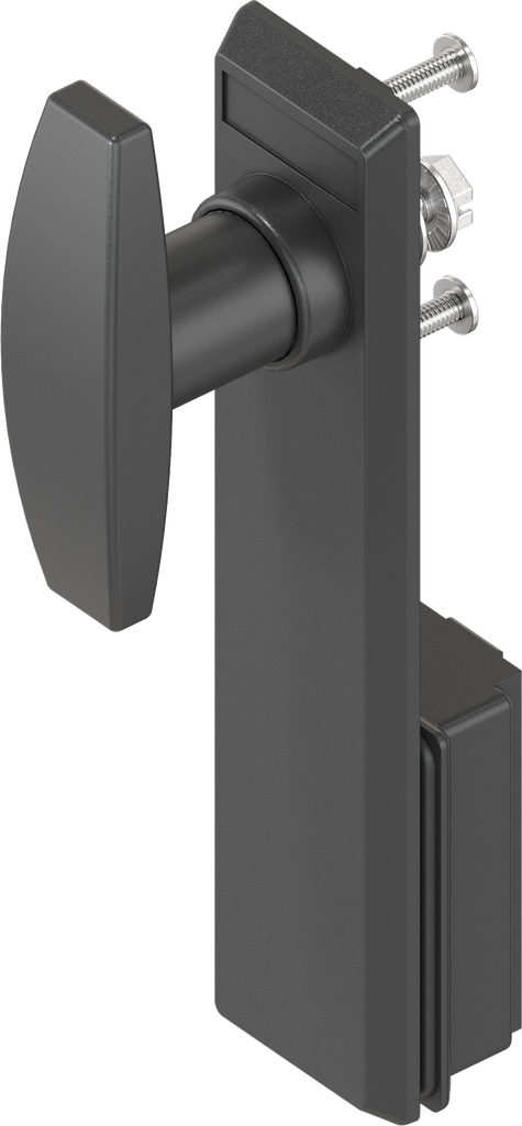 Mostrina con maniglia a T senza chiave, poliammide nero e zama nero verniciato a polvere