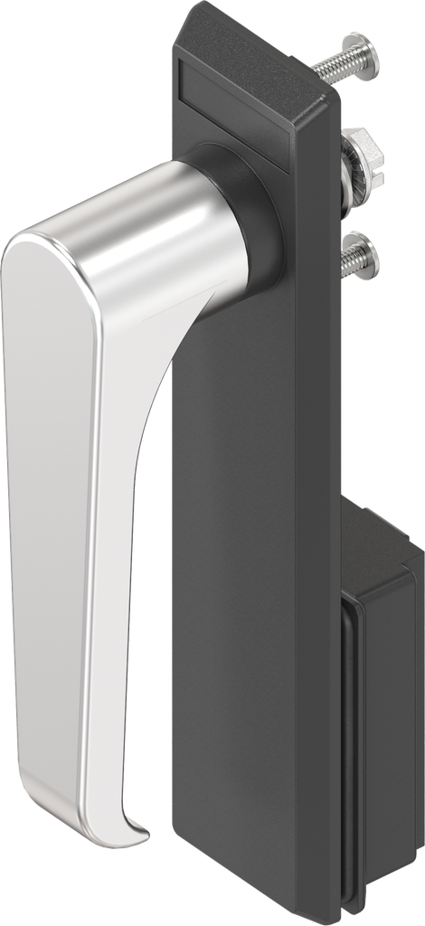 Escutcheon with L-handle, non-keyed, Stainless steel and polyamide black