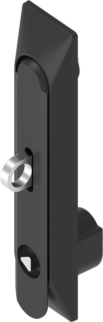 poignée escamotable 1 150 avec embase universelle avec rotor triangle 7 et pour cadenas, polyamide et zamak époxy noir