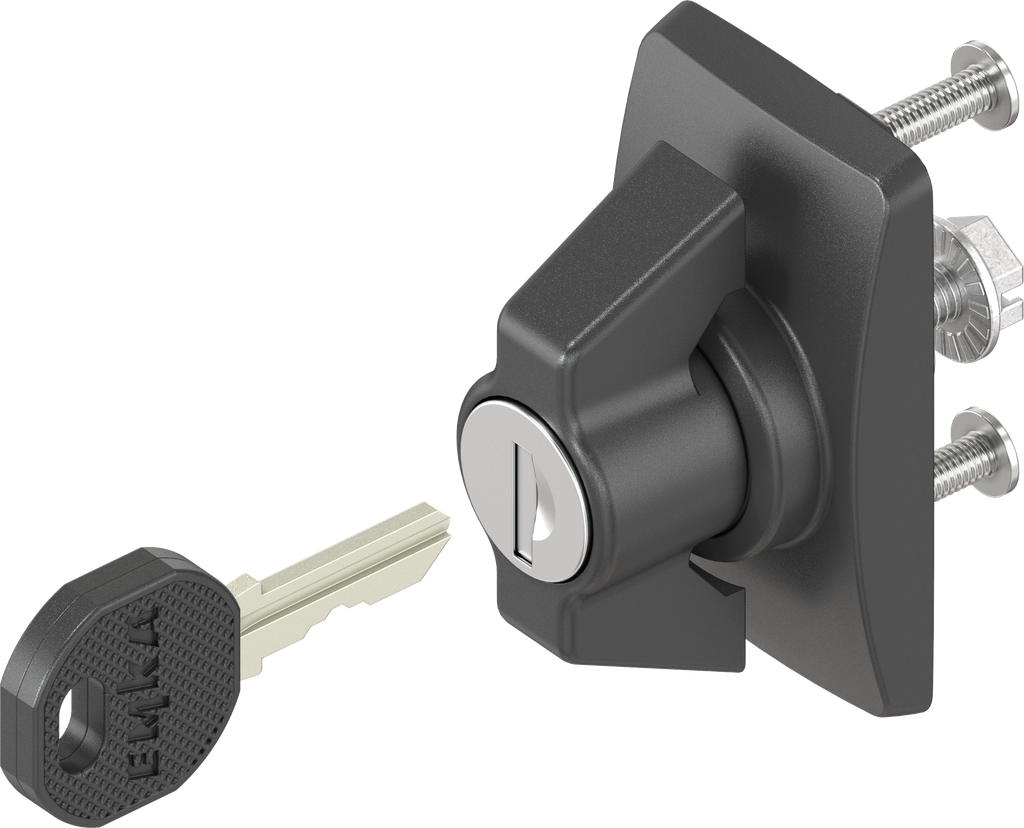 capotage court avec papillon clé EK 333, polyamide noir et zamak époxy noir