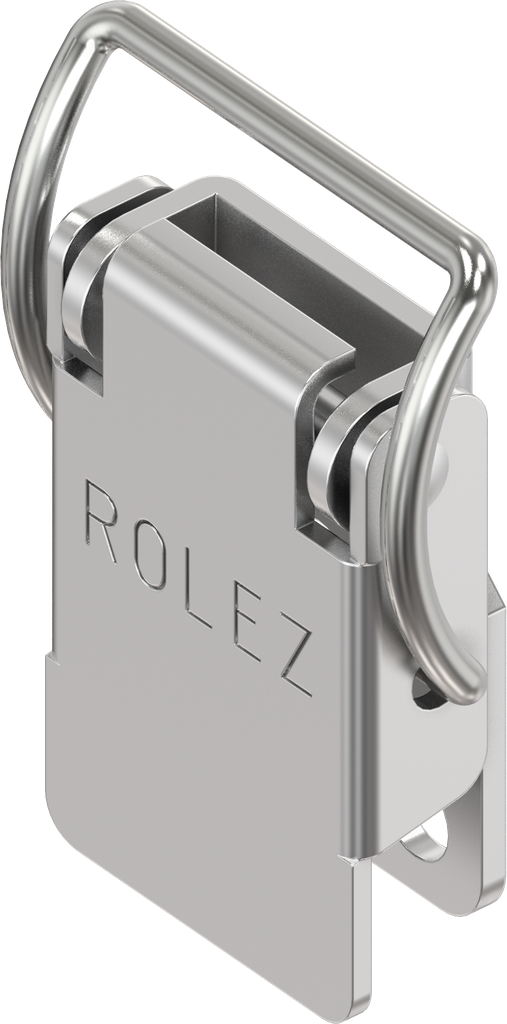 Spanslot met geveerde spanbeugel zonder oog voor hangslot, met montagegaten, RVS 304