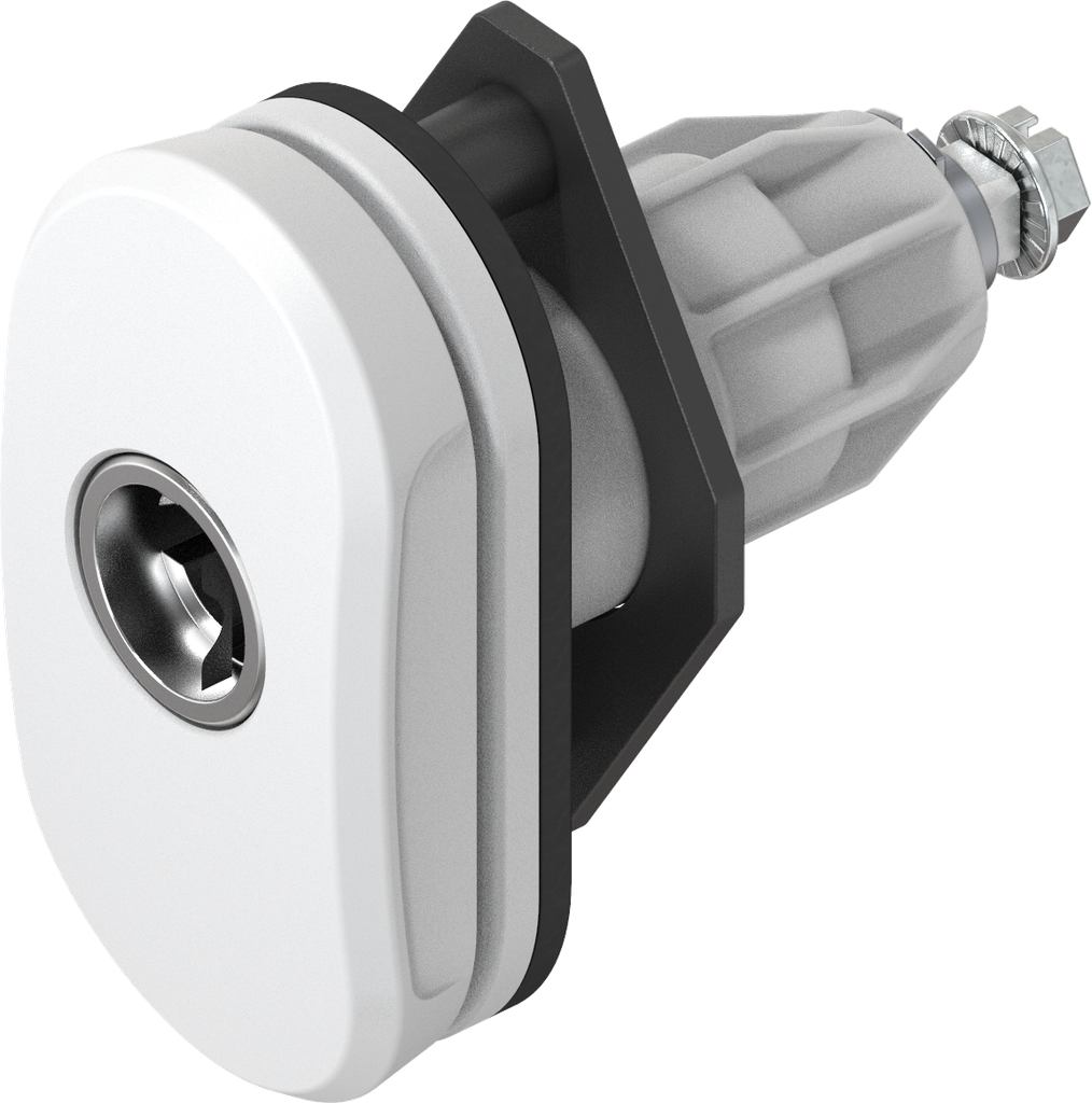 Chiusura 1/4 di giro a compressione "Basic" per cilindro plug (sistema 3), poliammide GF bianco segnale