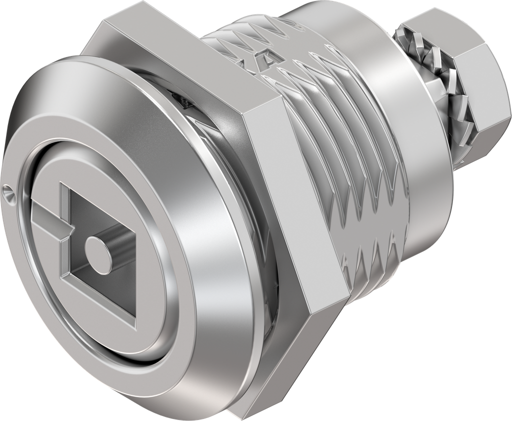 Chiusura 1/4 di giro a compressione quadro incassato 7,5 con perno e riferimento, acciaio inox AISI 316