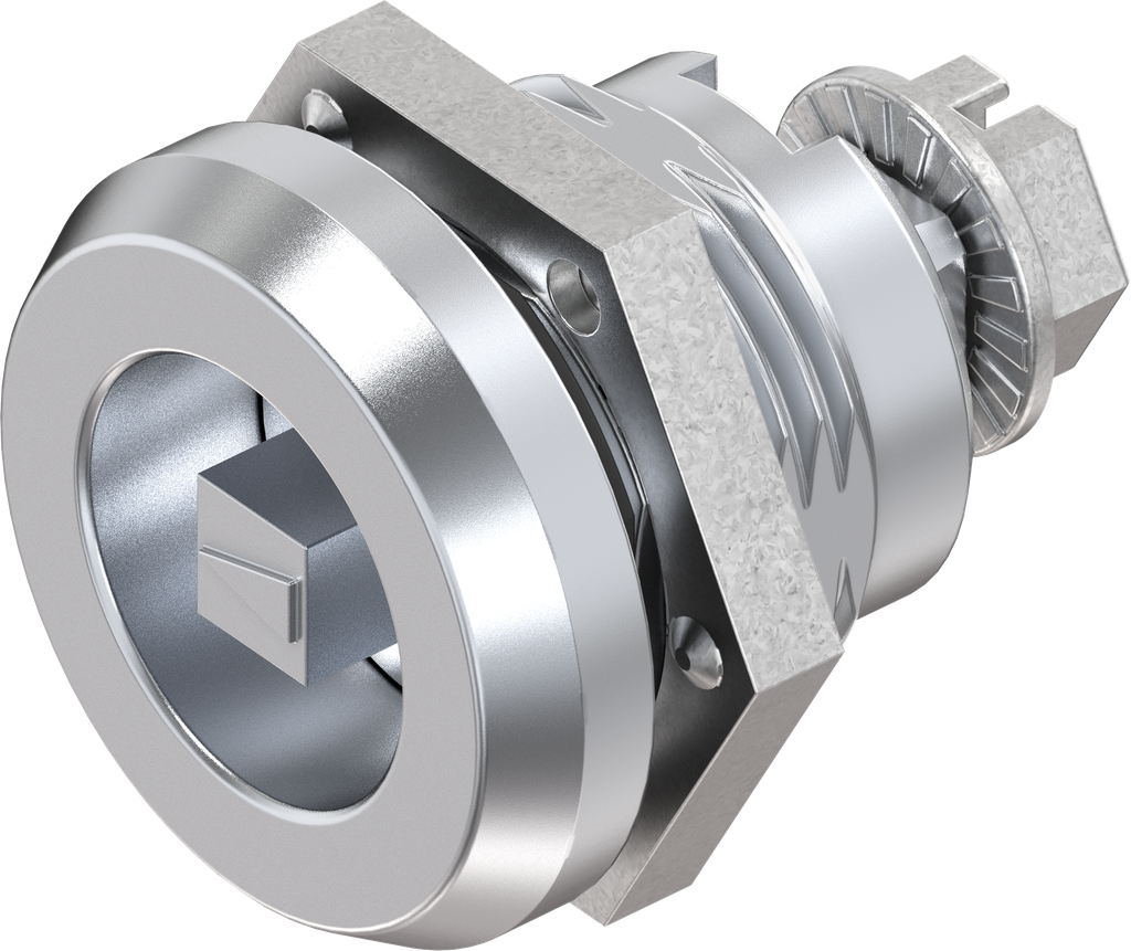 quart de tour de sécurité carré 6, laiton et zamak chromé