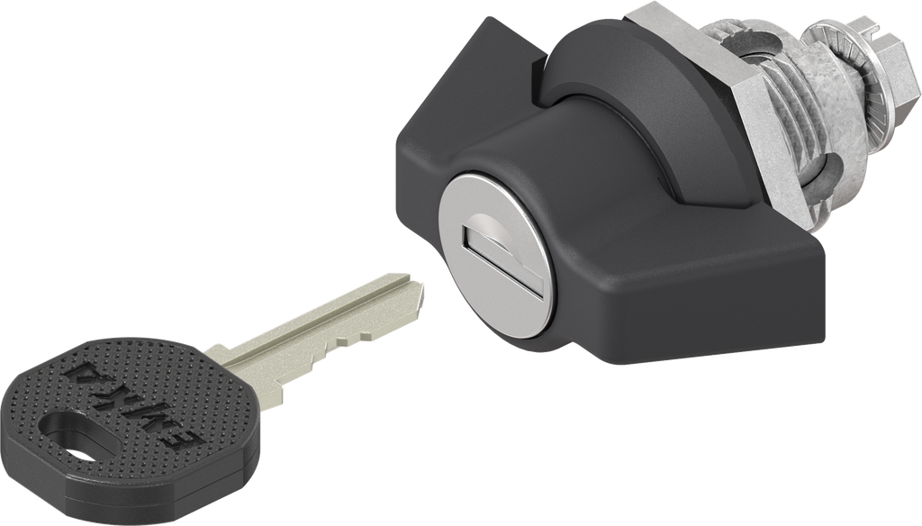 Knevelslot verschillend sluitend, Zamak zwart gepoedercoat