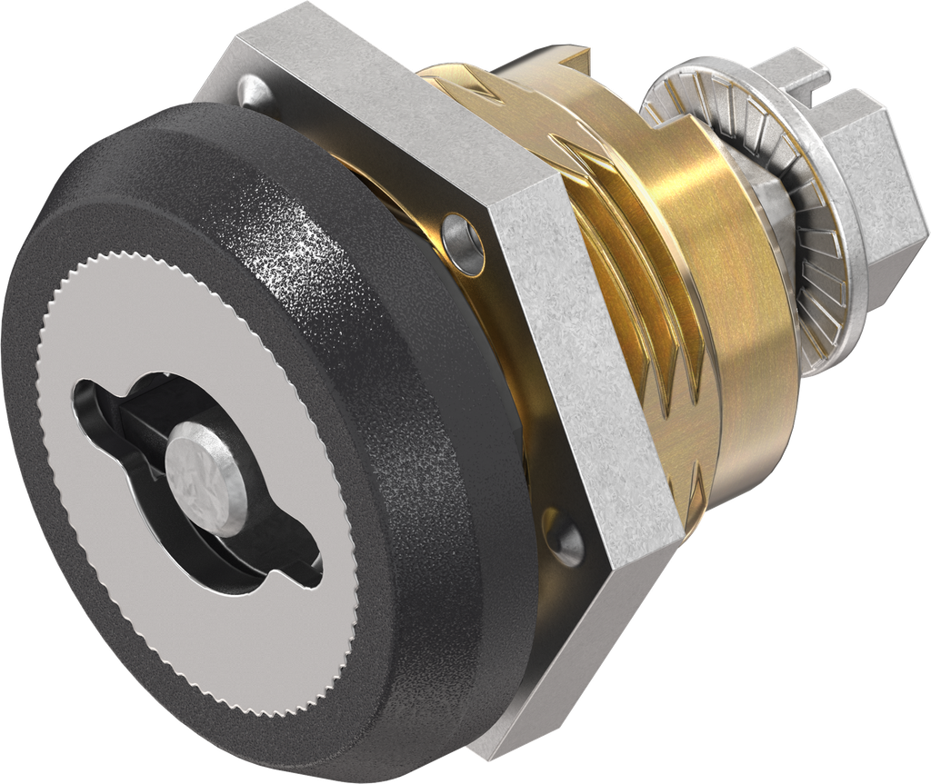 Trilvast slot dubbelbaard 5 variant rechts, messing en zamak zwart gepoedercoat