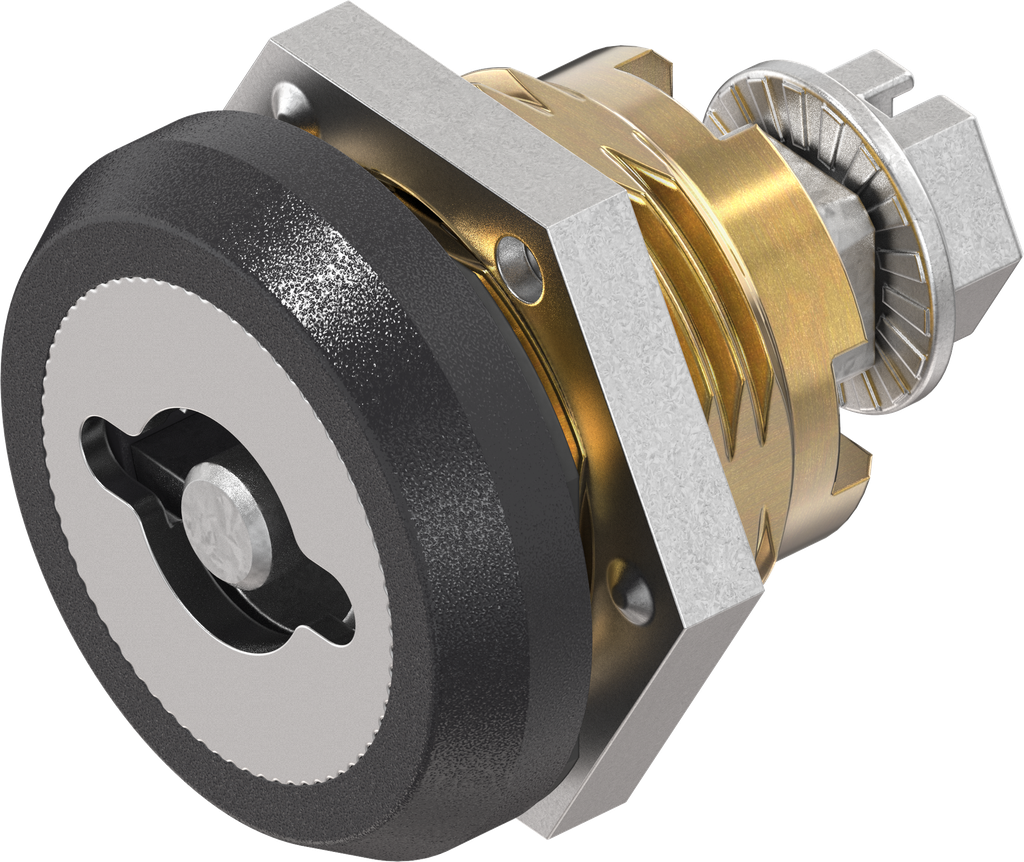 Chiusura 1/4 di giro di sicurezza doppia aletta 5 versione sinistra, ottone e zama nero verniciato a polvere