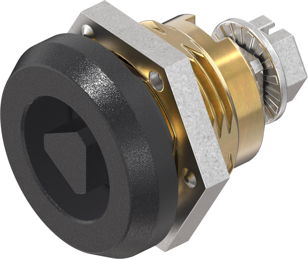 Sicherheits-Vorreiber Dreikant 8, Messing und GD Zn schwarz gepulvert