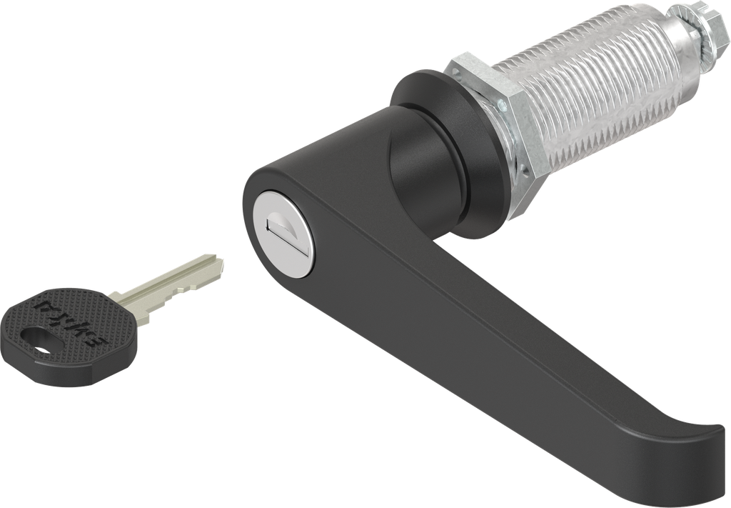 Chiusura 1/4 di giro con maniglia a L chiave EK 333, zama nero verniciato a polvere