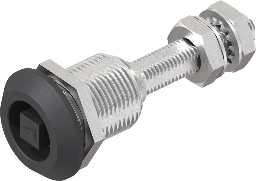 Draai-span-slot met verstelbare sluitlip hoogte vierkant 8 met pijl, Zamak zwart gepoedercoat