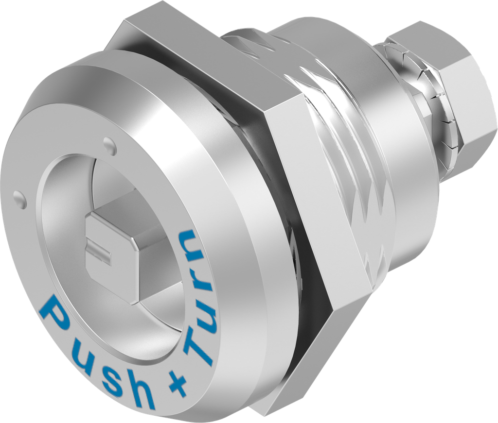 Chiusura 1/4 di giro di sicurezza con quadro 6, acciaio inox AISI 316