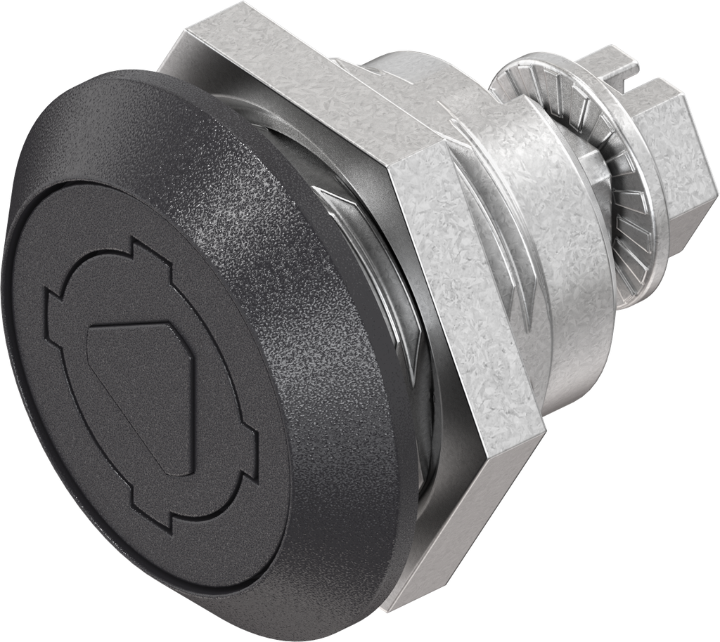 Cuarto de vuelta de seguridad triángulo 8, con cubierta, zamak recubierto de polvo negro