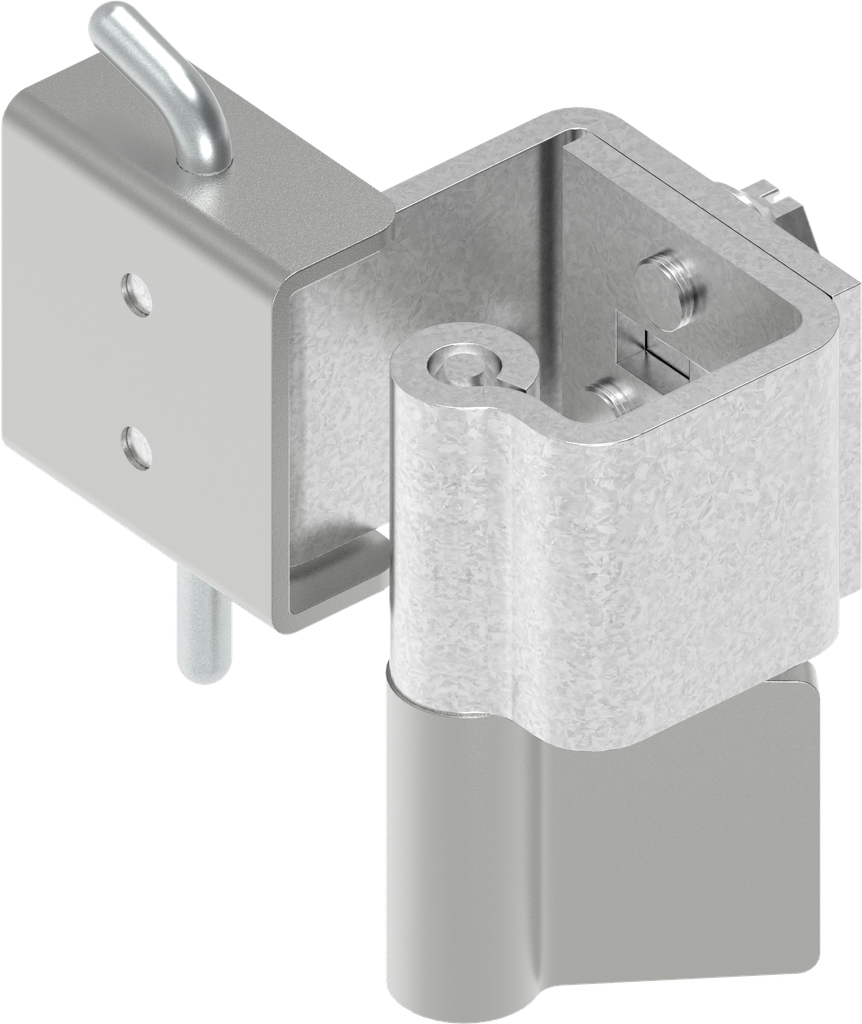 Bisagra oculta 90°, acero galvanizado y bruto