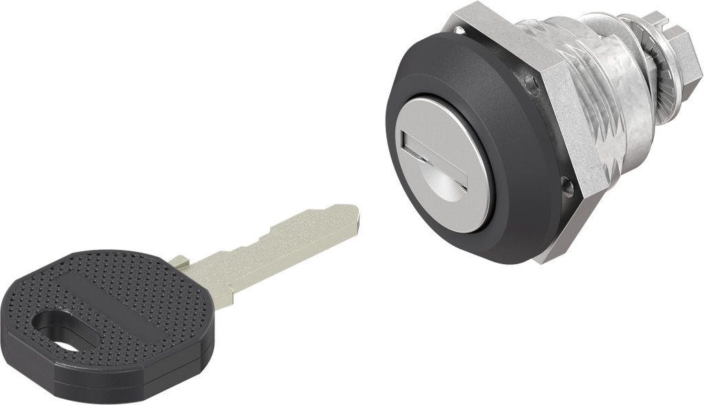 Chiusura 1/4 di giro con cilindro, chiave EK 333, zama nero verniciato a polvere