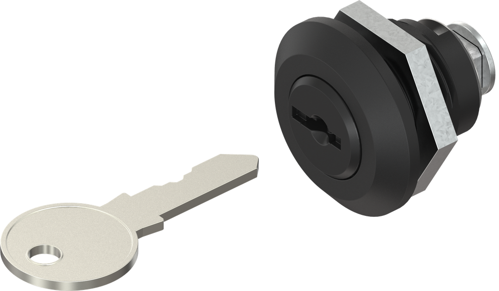 Cuarto de vuelta con bombín, llave EK 333, poliamida GF negro