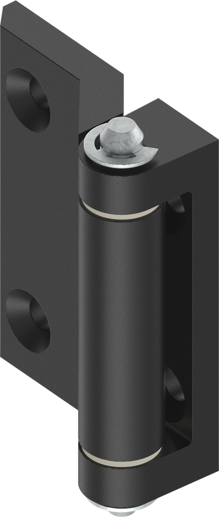 Bisagra 180°, zamak recubierto de polvo negro