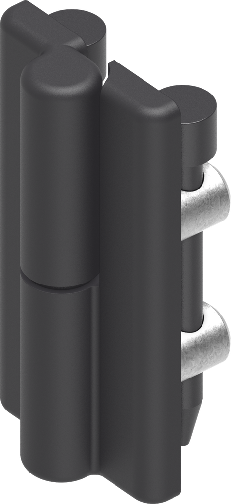 Cerniera 180° con spina di fissaggio a destra, zama nero verniciato a polvere