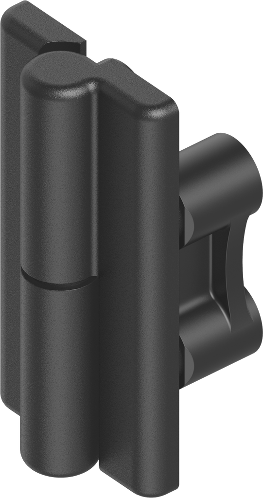 180° Scharnier met bevestigingsbeugel links, Zamak zwart gepoedercoat