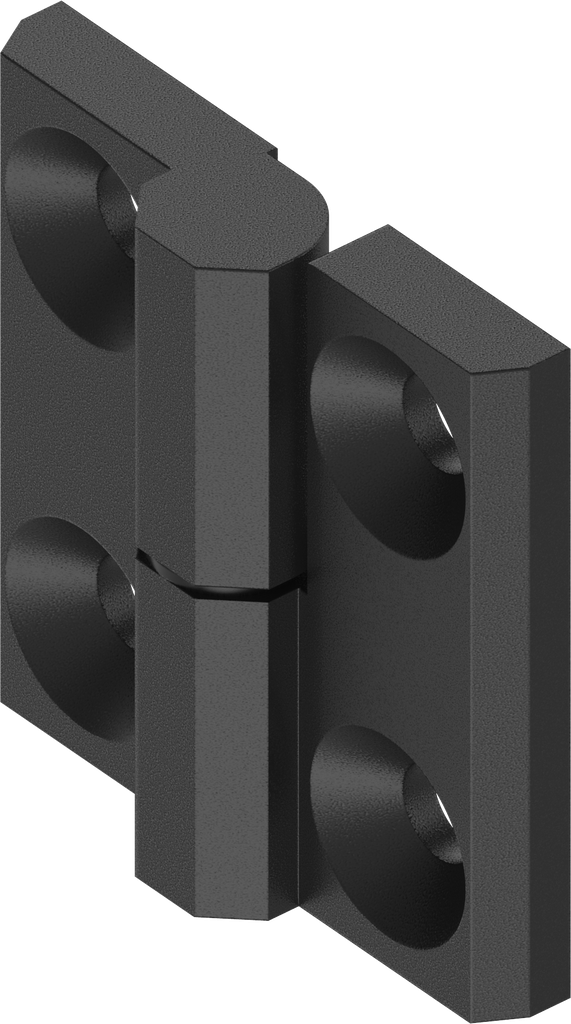 180° Hinge, right version, Zinc die black powder-coated