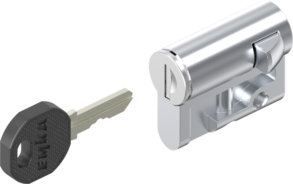 Profile half cylinder with round cylinder keyed EK 333, Zinc die chrome-plated