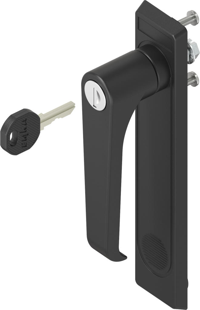 capotage 2153 avec poignée bec de cane clé EK 333, polyamide noir et zamak époxy noir