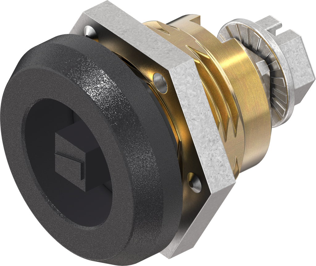 Trilvast slot vierkant 6, messing en zamak zwart gepoedercoat