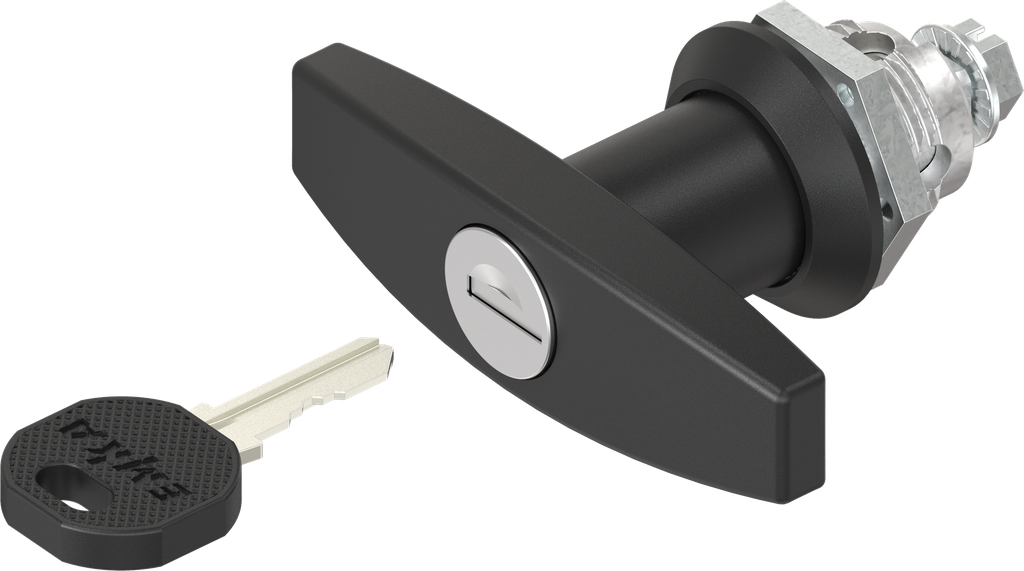 quart de tour avec poignée en T clé différente, zamak époxy noir