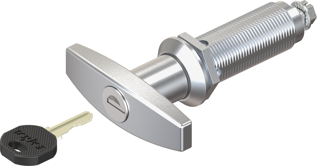 quart de tour avec poignée en T clé différente, zamak chromé