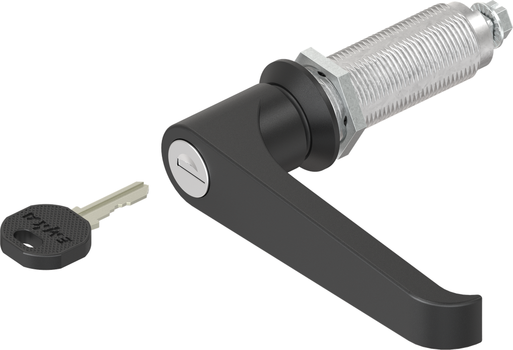 L-handle quarter turn, keyed different, Zinc die black powder-coated