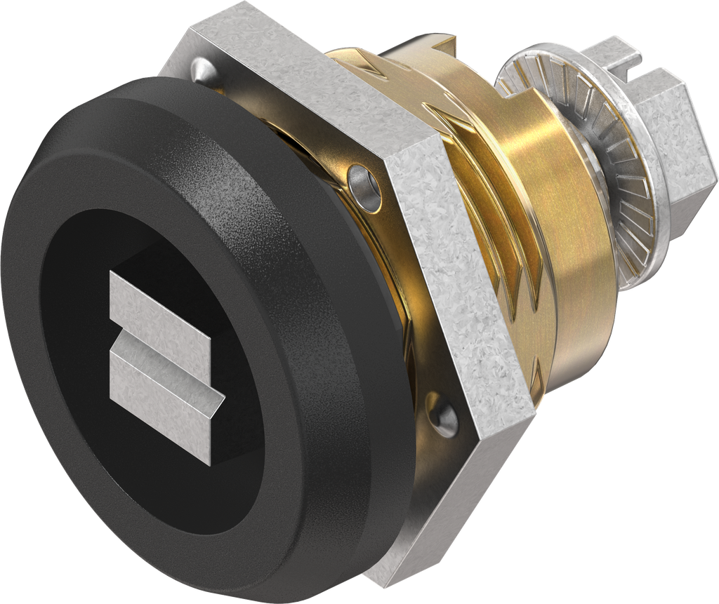 Cuarto de vuelta de seguridad, versión ferrocarril, latón y acero inoxidable recubierto de polvo negro