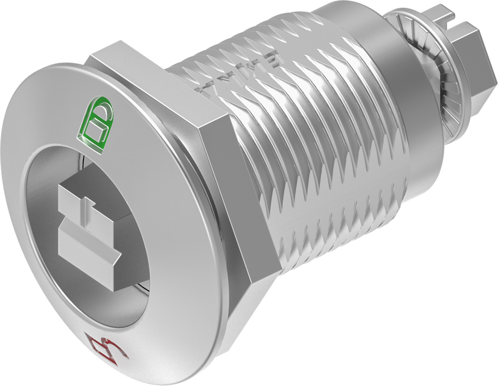 Cierre de compresión, versión ferrocarril, con indicador rojo - verde, acero inoxidable AISI 316 afilado