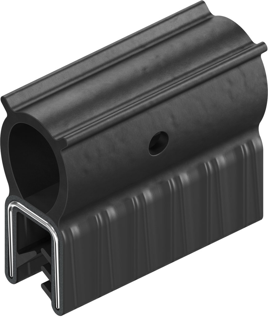 Sealing profile made of fire protection material, self-clamping, Foam rubber EPDM; clamping profile EPDM 60 ± 5 Shore A black
